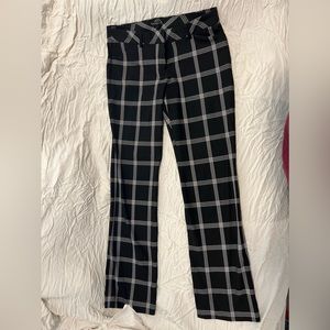 Size 8 black and cream plaid editor pants, great used condition